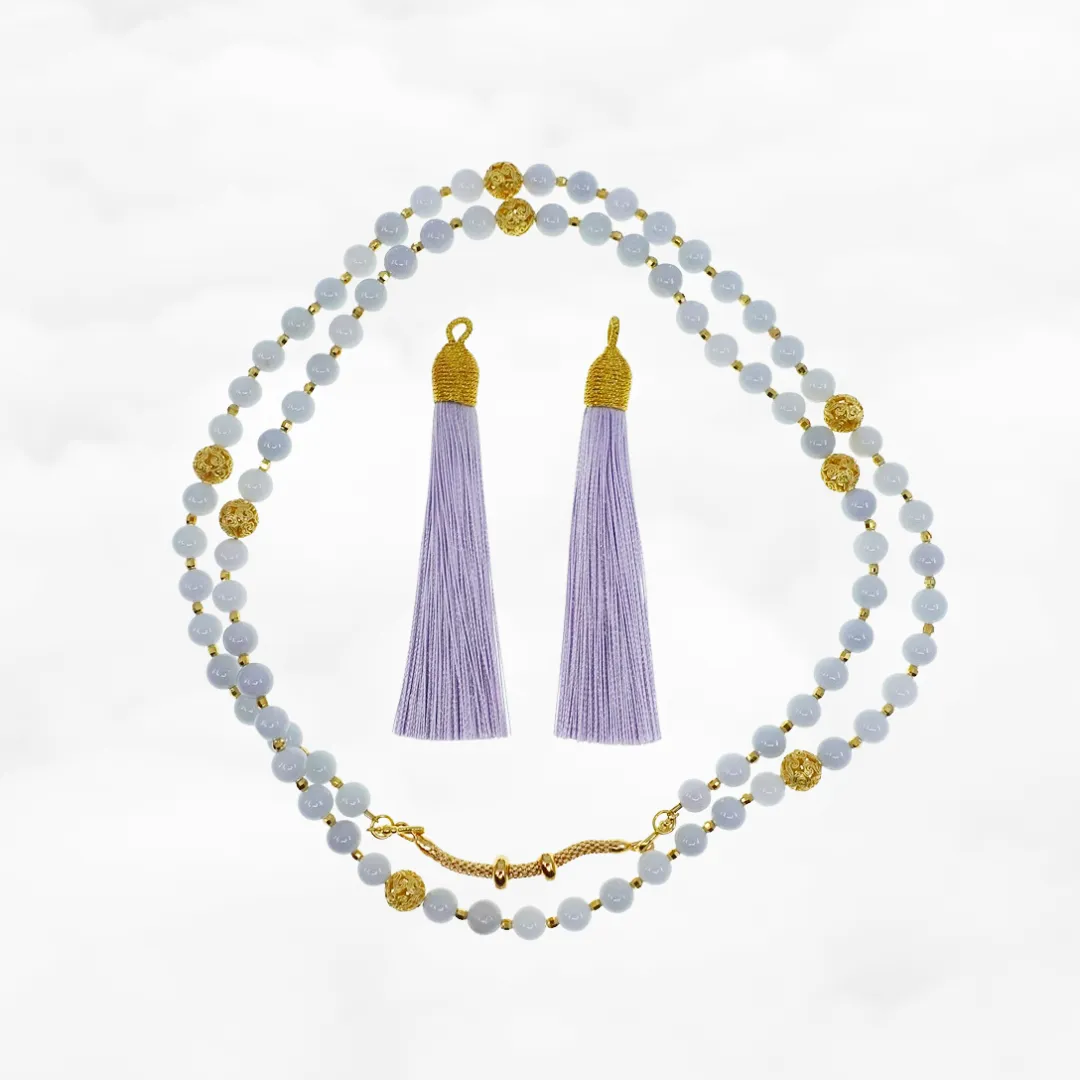 Return to Origin Multi-style Purple Jadeite Beaded Necklace with Tassels