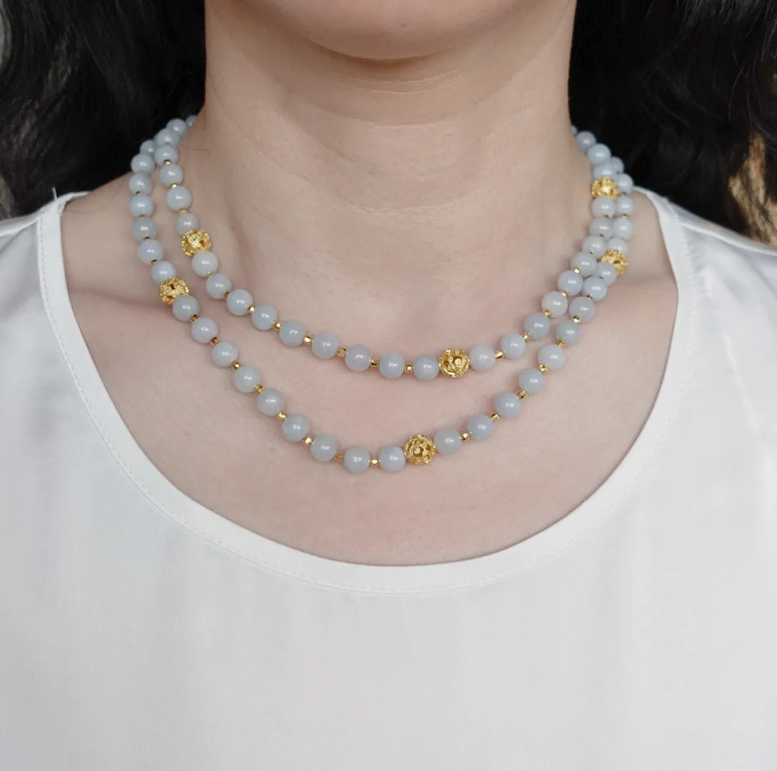 Return to Origin Multi-style Purple Jadeite Beaded Necklace with Tassels