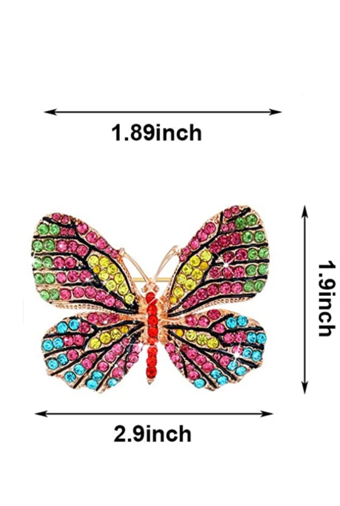 Rhinestone Brooch Pin Butterfly Shape