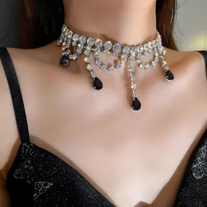 Rhinestone Tassel Design Necklace