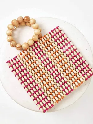 Riley Bag in Natural/Hot Pink