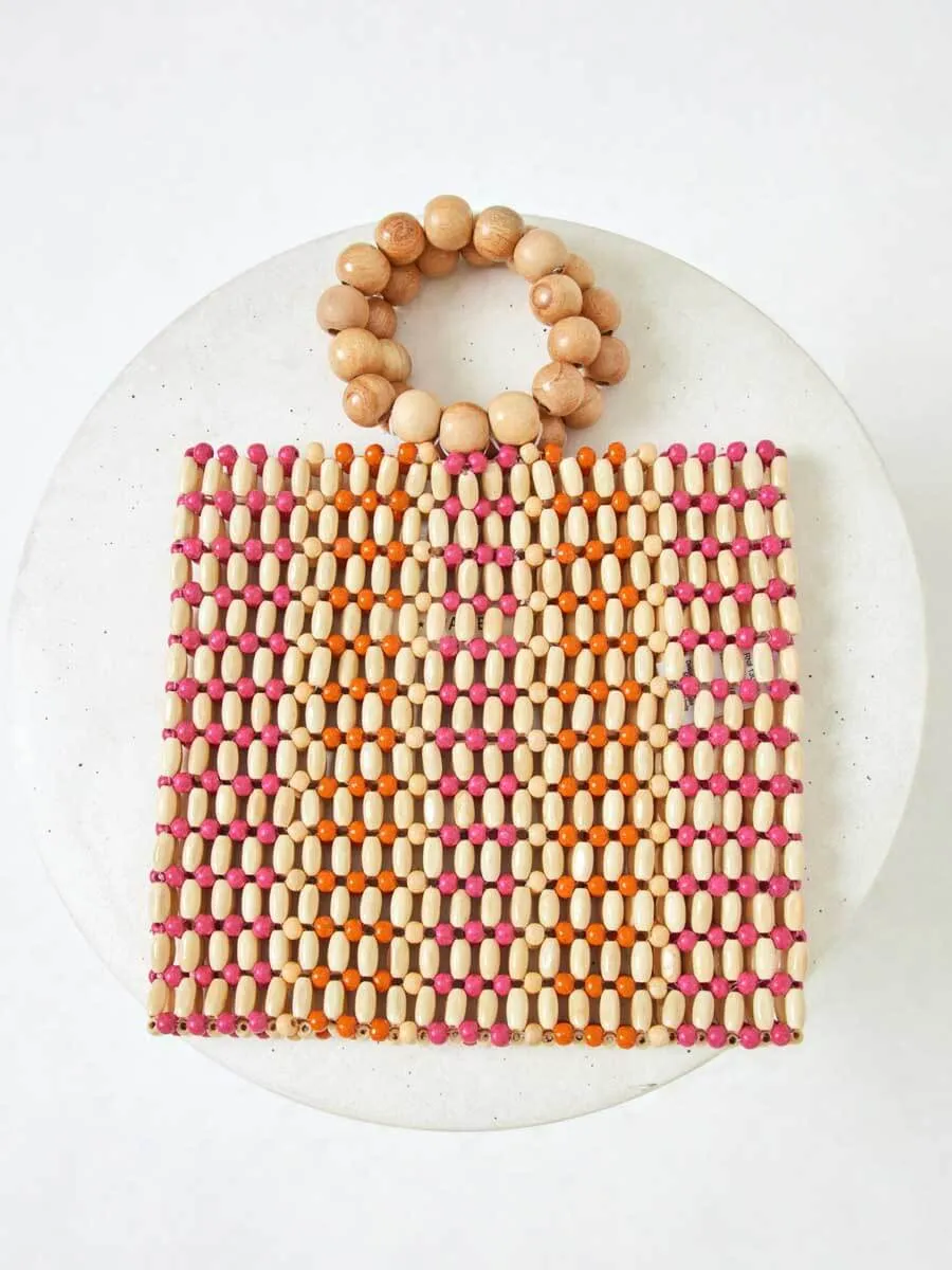 Riley Bag in Natural/Hot Pink