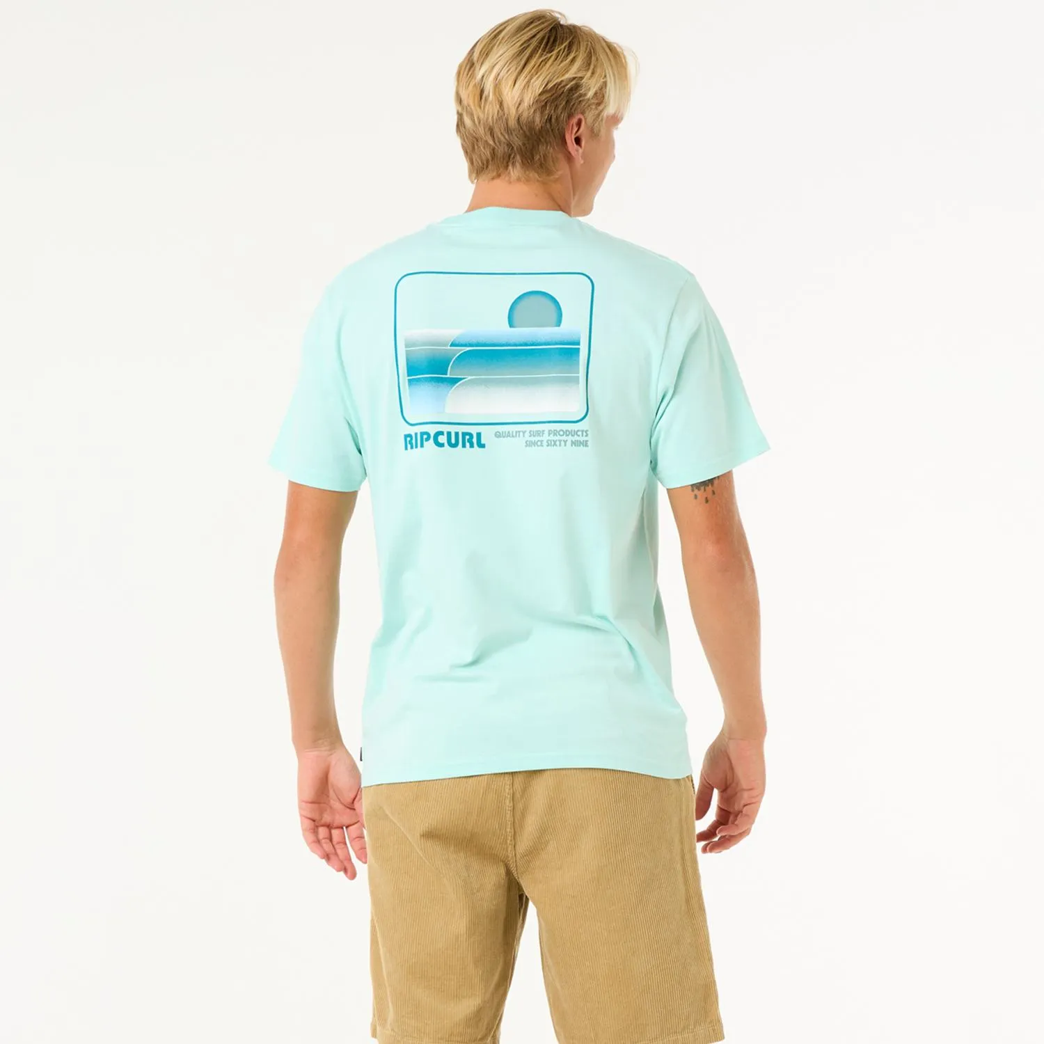 Rip Curl Surf Revival Stacked Tee Light Aqua