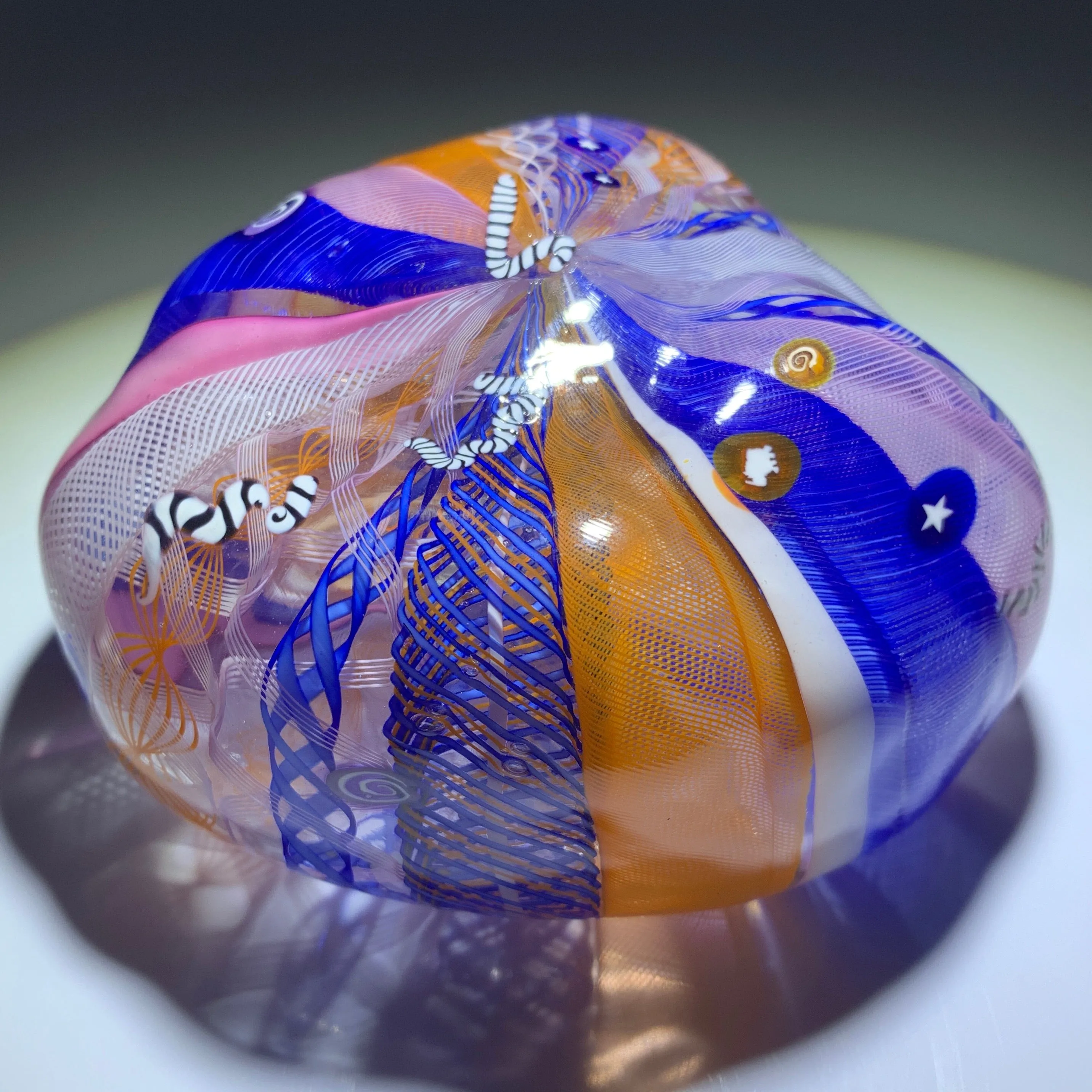 Ro Purser & Richard Marquis 1986 Noble Effort Art Glass Paperweight Murrine & Latticino