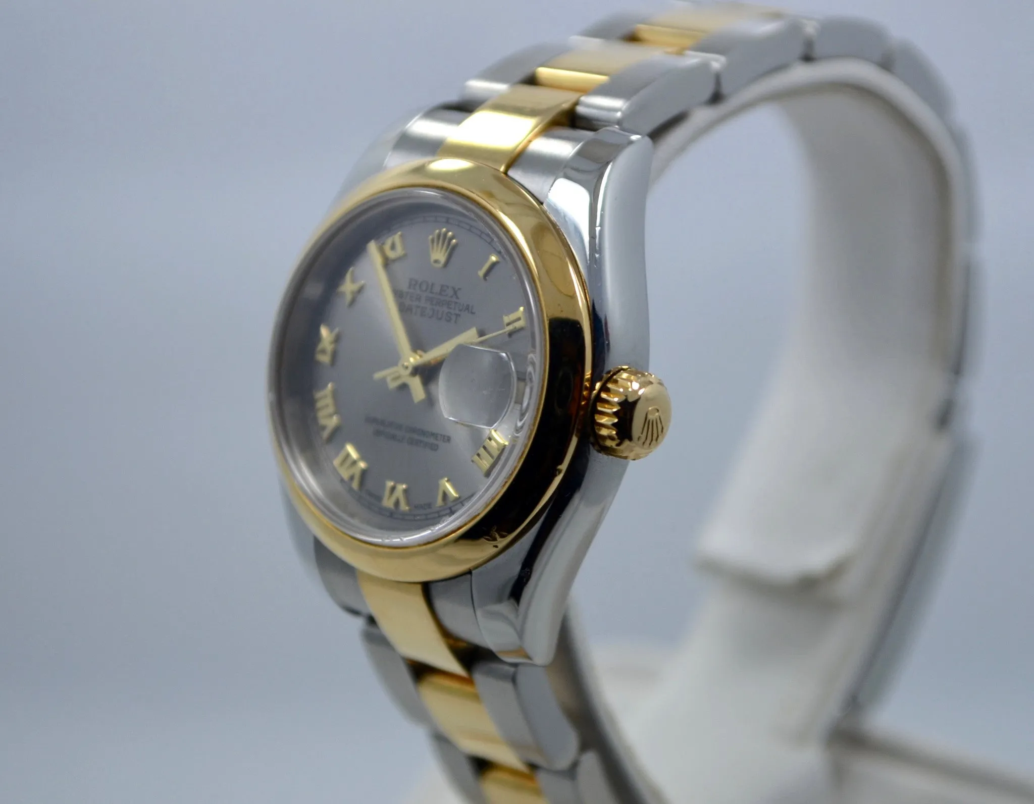 Rolex 179163 Datejust Two Tone Ladies Oyster Steel Gold Roman Wristwatch