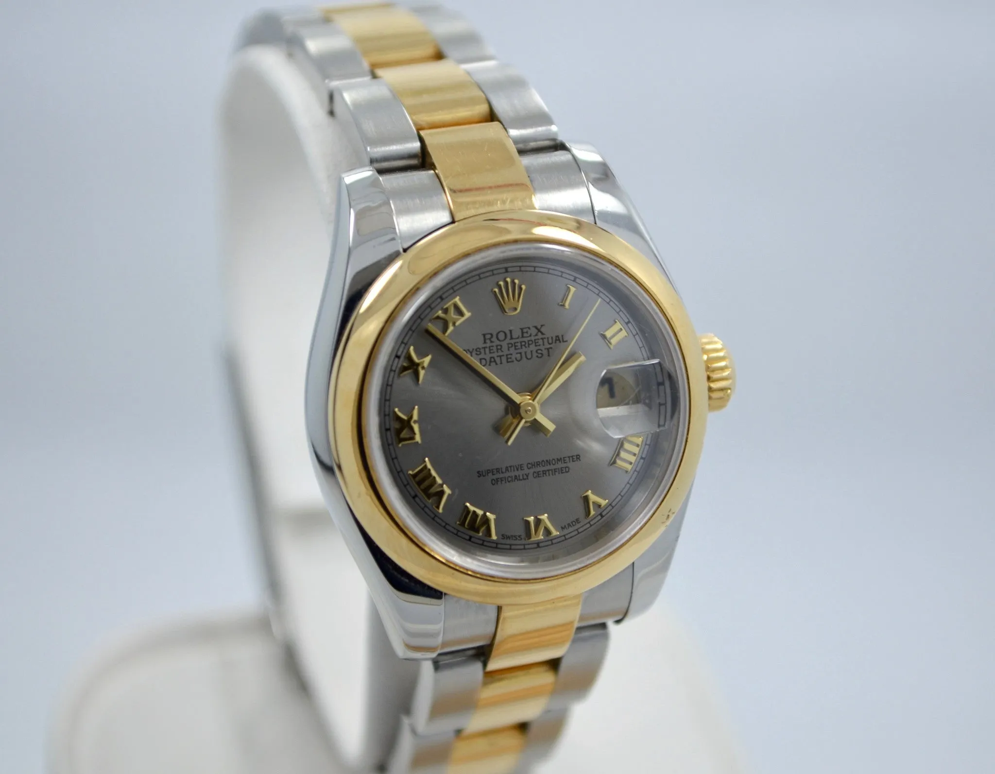 Rolex 179163 Datejust Two Tone Ladies Oyster Steel Gold Roman Wristwatch