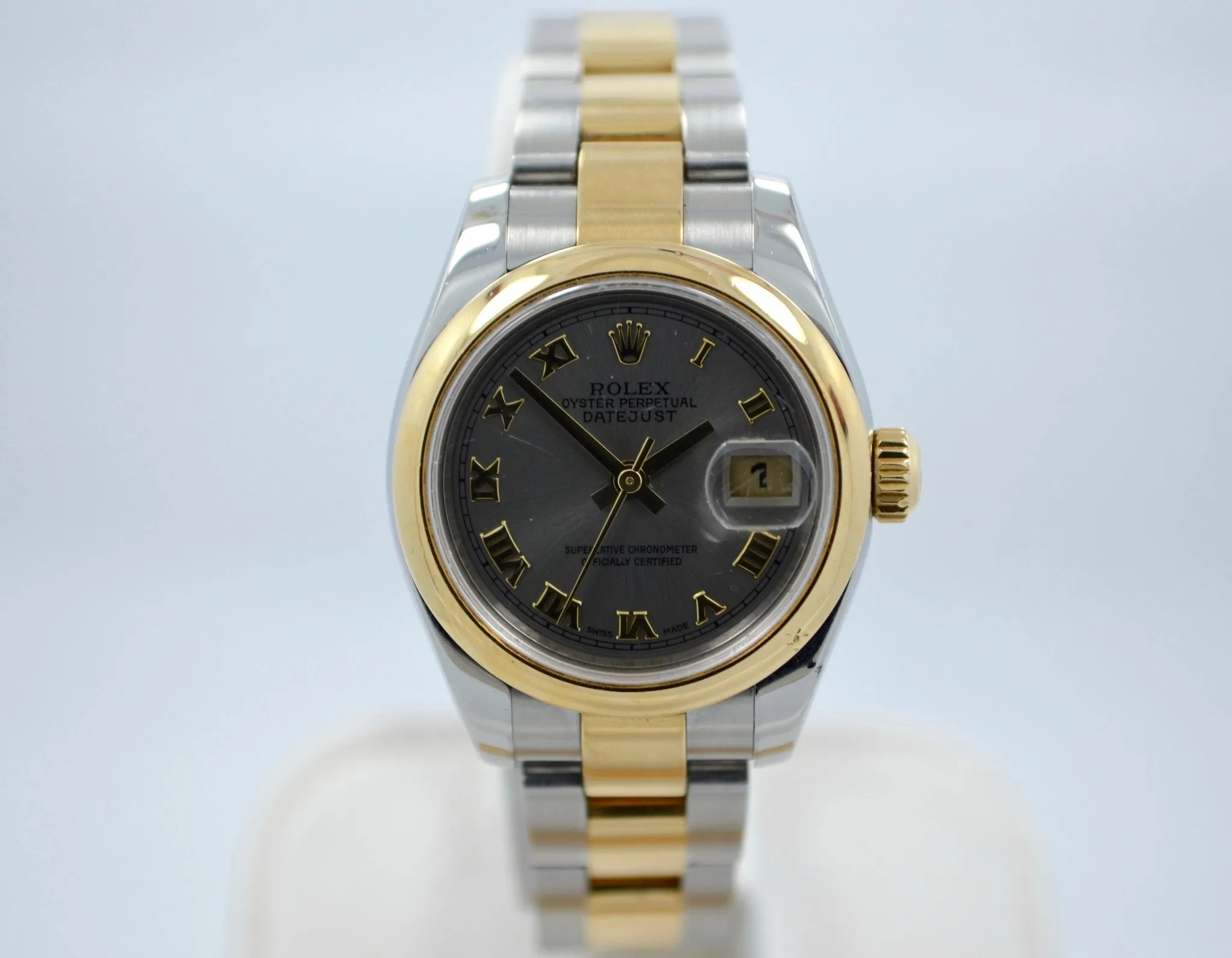 Rolex 179163 Datejust Two Tone Ladies Oyster Steel Gold Roman Wristwatch