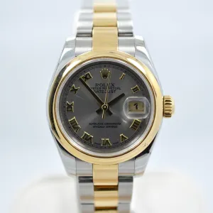 Rolex 179163 Datejust Two Tone Ladies Oyster Steel Gold Roman Wristwatch