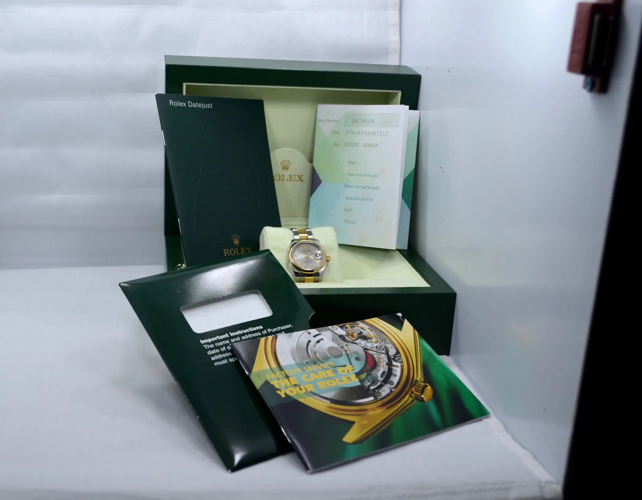 Rolex 179163 Datejust Two Tone Ladies Oyster Steel Gold Roman Wristwatch