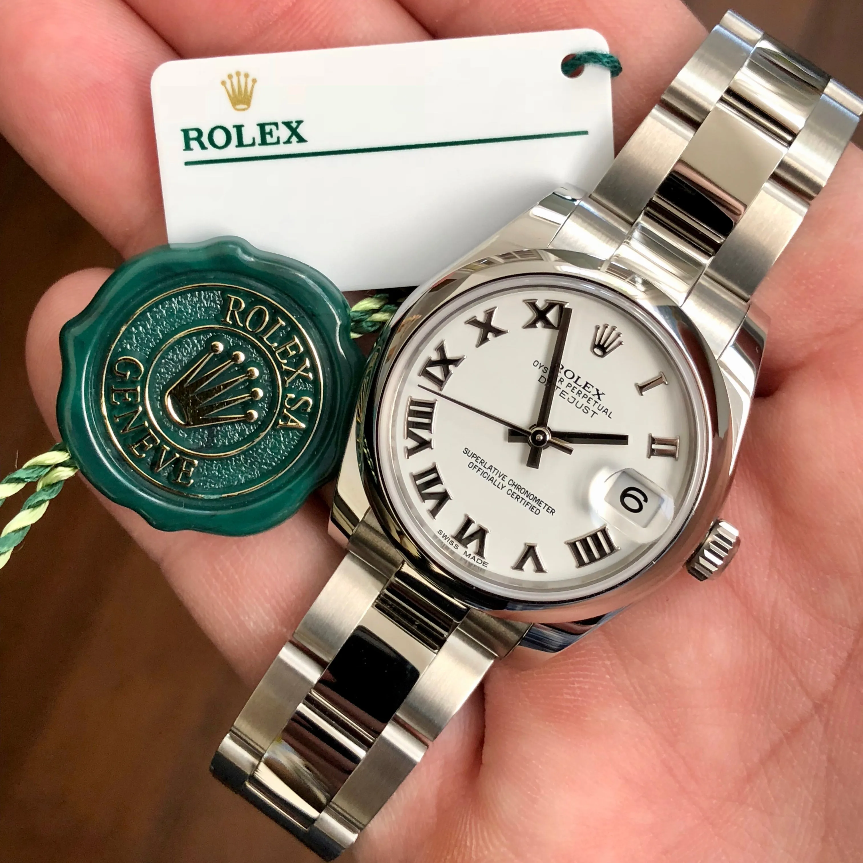 Rolex Datejust 178240 Ladies Steel 31mm Midsize White Roman Wristwatch Box Papers