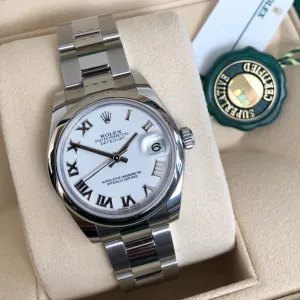 Rolex Datejust 178240 Ladies Steel 31mm Midsize White Roman Wristwatch Box Papers