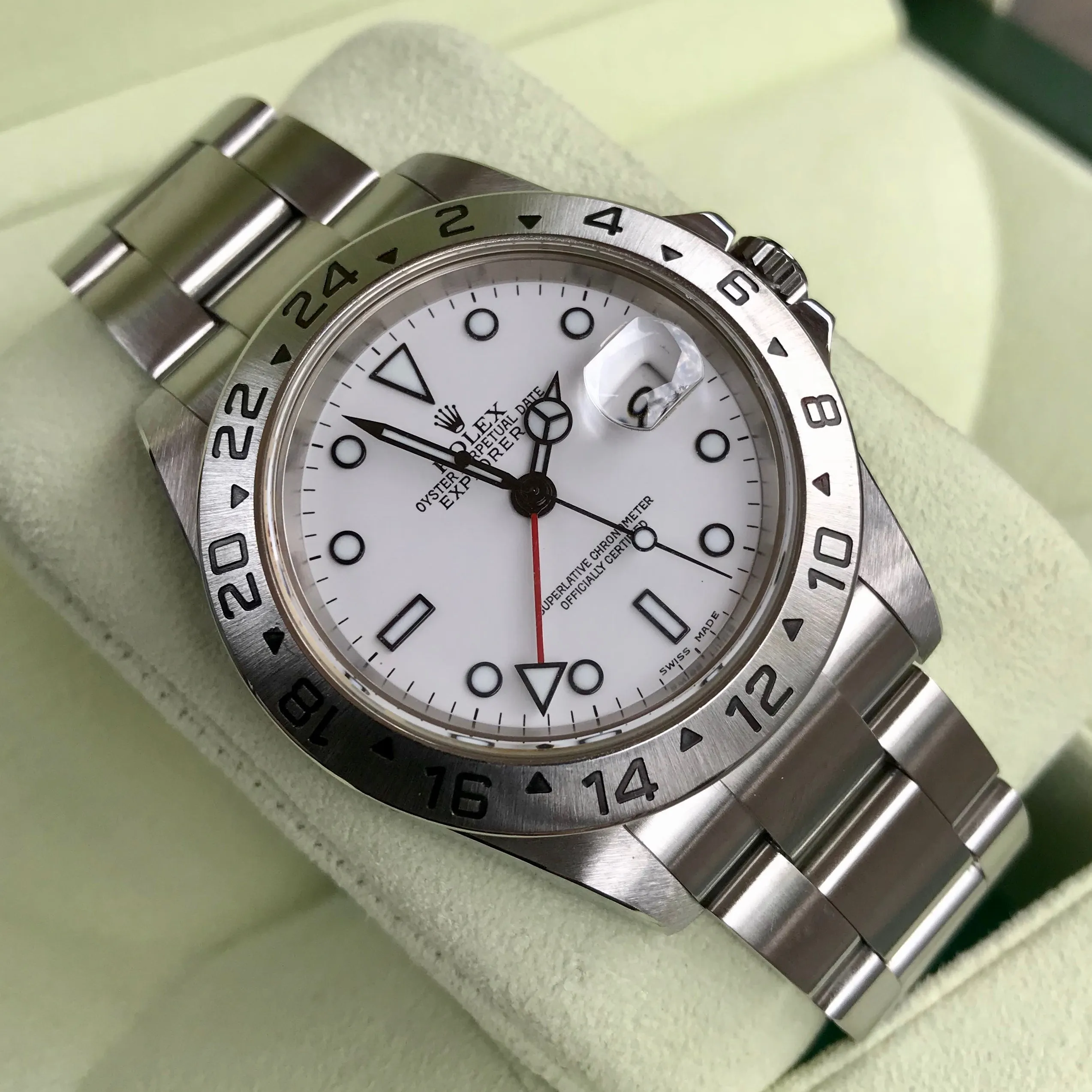 Rolex Explorer II 16570 Stainless Steel GMT Oyster F Serial Wristwatch Box Papers Circa 2003