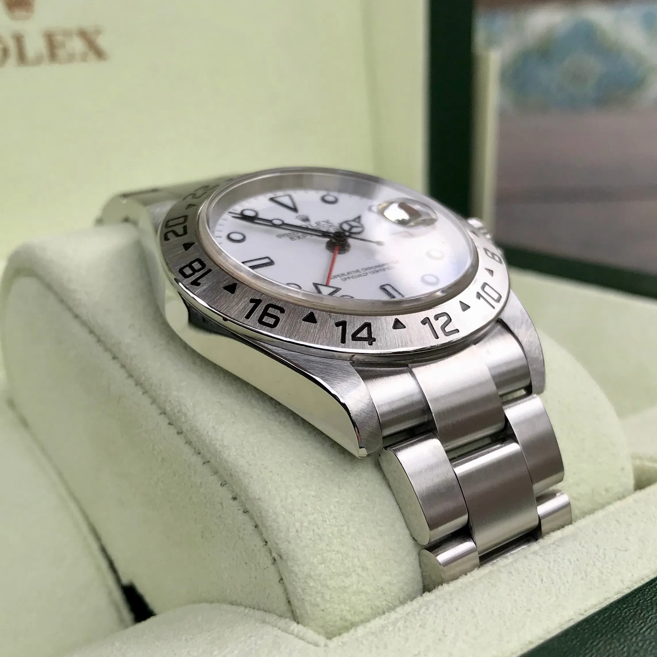 Rolex Explorer II 16570 Stainless Steel GMT Oyster F Serial Wristwatch Box Papers Circa 2003