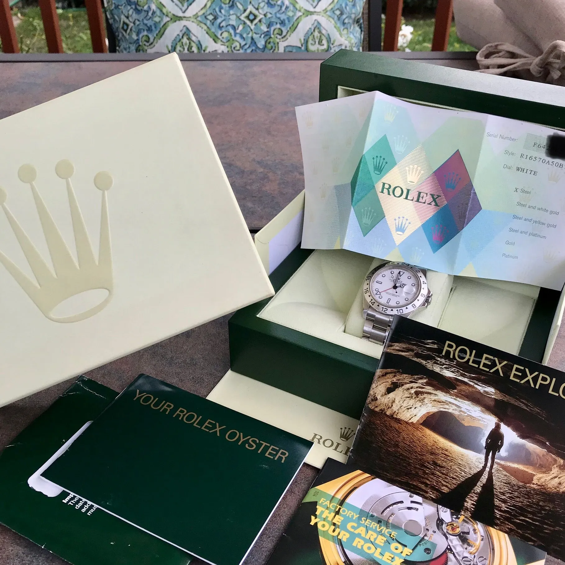 Rolex Explorer II 16570 Stainless Steel GMT Oyster F Serial Wristwatch Box Papers Circa 2003