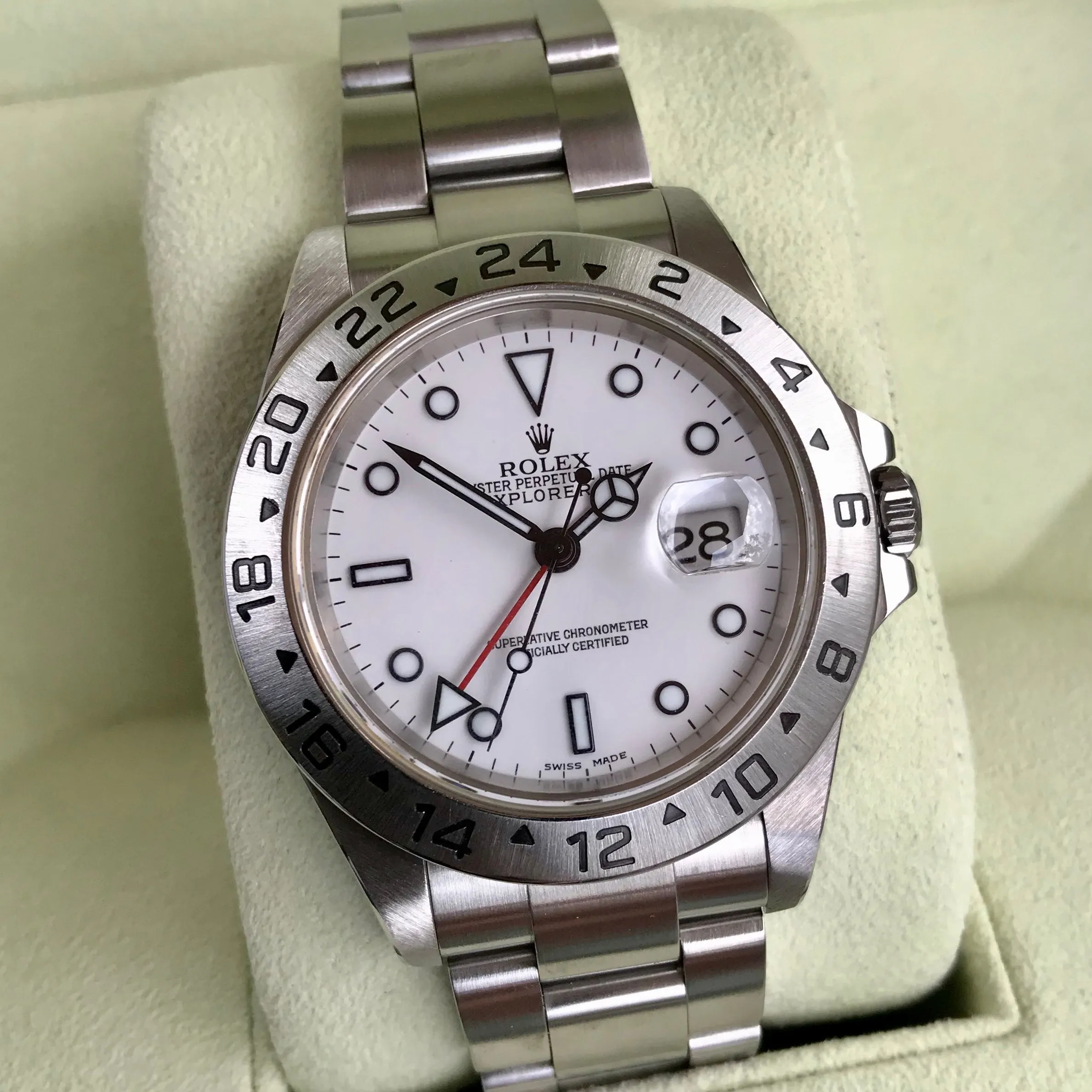 Rolex Explorer II 16570 Stainless Steel GMT Oyster F Serial Wristwatch Box Papers Circa 2003
