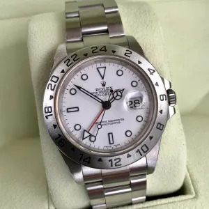 Rolex Explorer II 16570 Stainless Steel GMT Oyster F Serial Wristwatch Box Papers Circa 2003