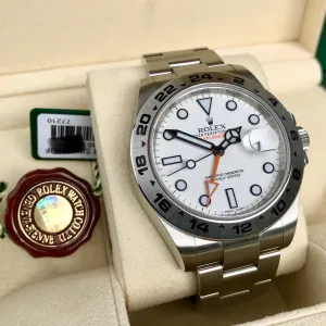 Rolex Explorer II 216570 White GMT Oyster Stainelss Steel Wristwatch Box & Papers Random Serial