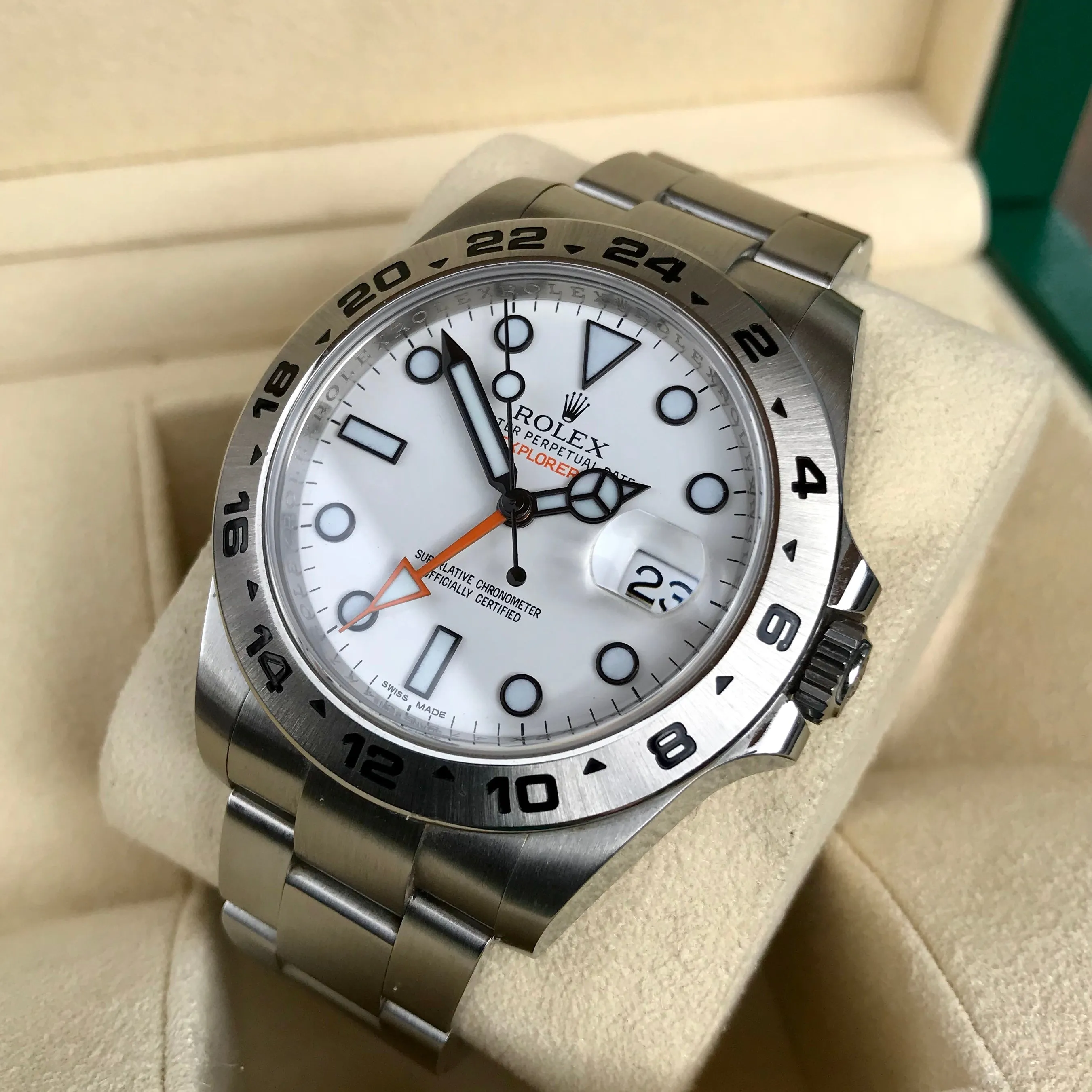 Rolex Explorer II 216570 White GMT Oyster Stainelss Steel Wristwatch Box & Papers Random Serial