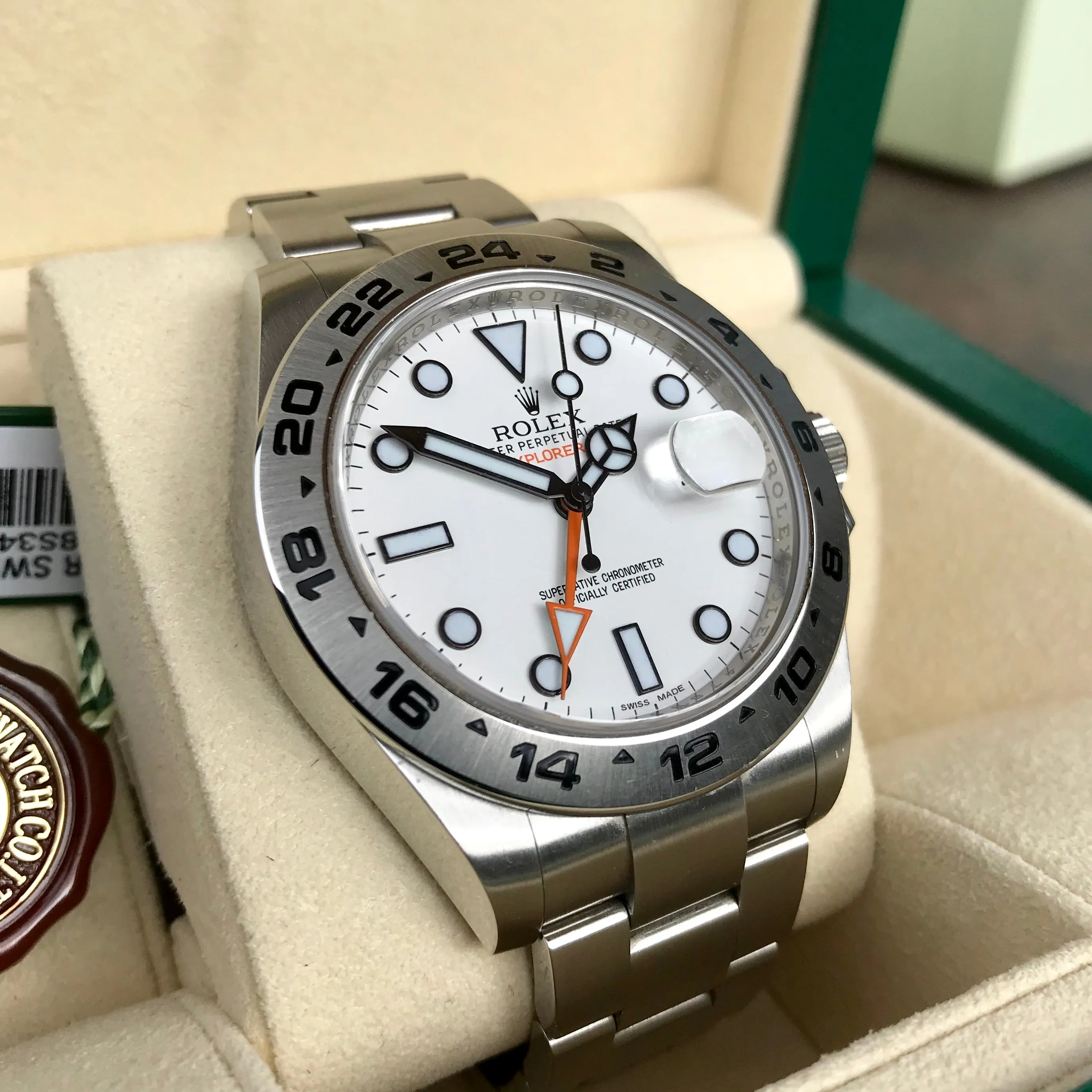 Rolex Explorer II 216570 White GMT Oyster Stainelss Steel Wristwatch Box & Papers Random Serial