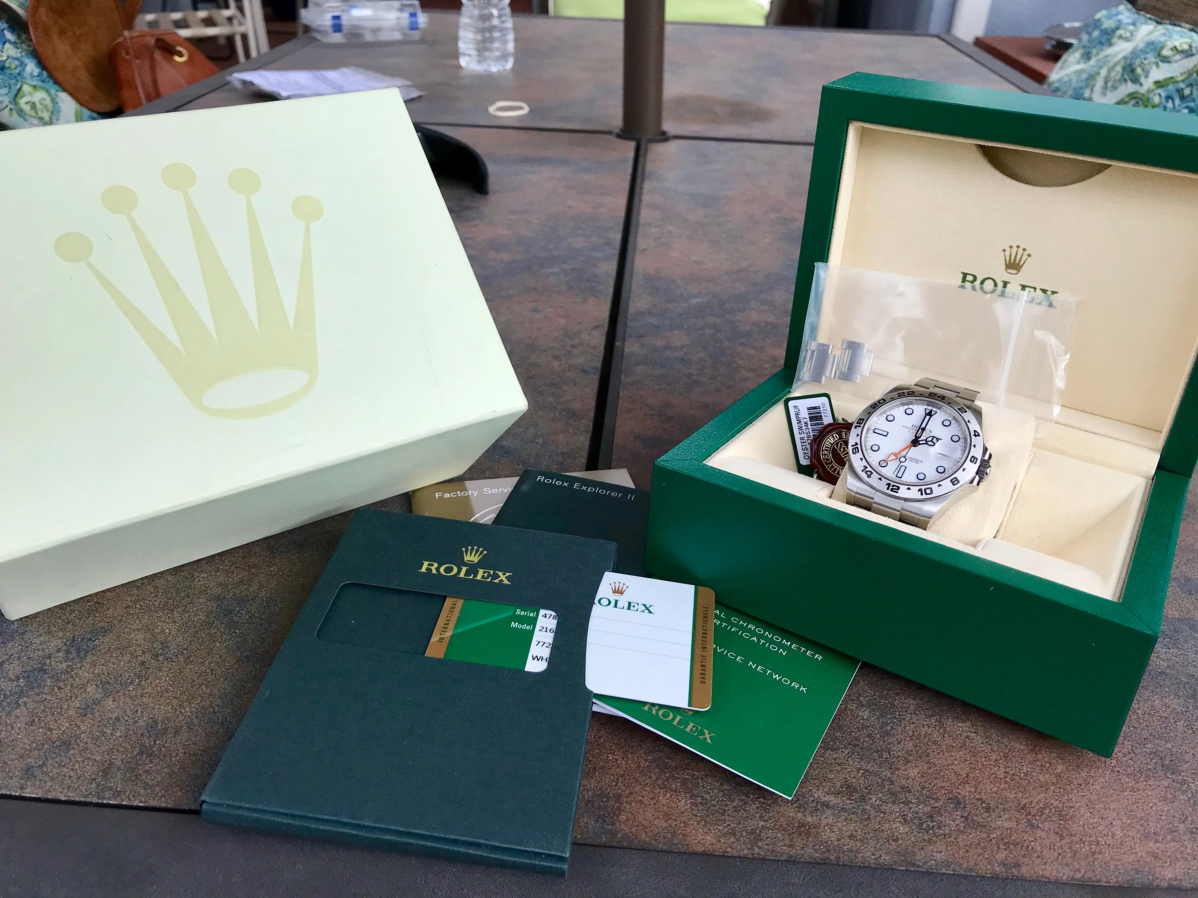 Rolex Explorer II 216570 White GMT Oyster Stainelss Steel Wristwatch Box & Papers Random Serial