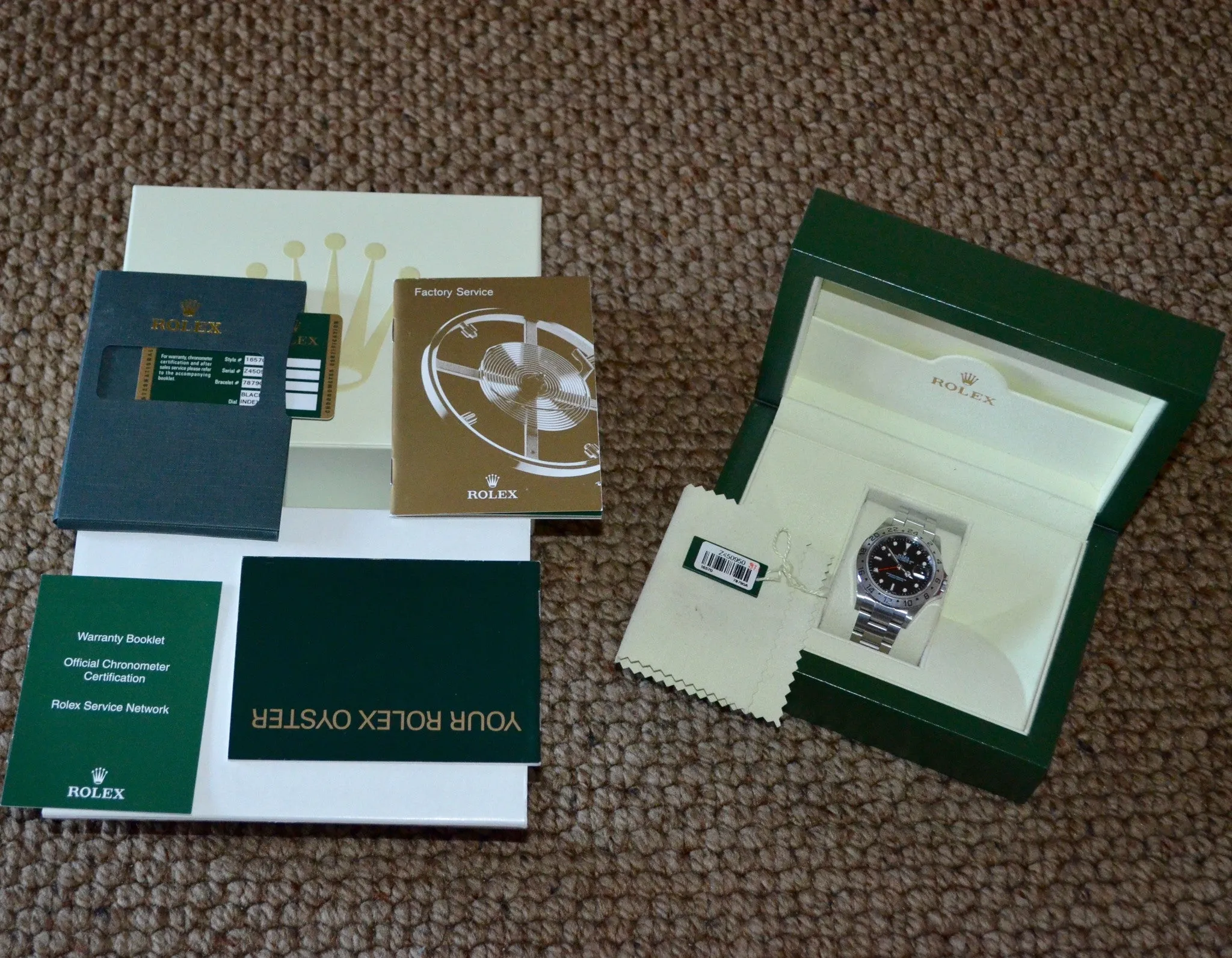 Rolex Explorer II Steel GMT 16570 Automatic Wristwatch "Z" Series Box Papers
