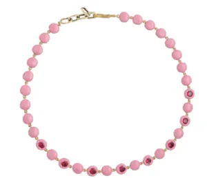 ROUND WAVE LINKED NECKLACE WITH STONES AND ENAMEL