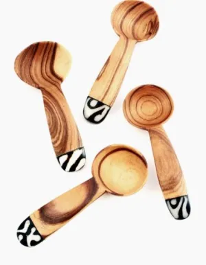 Round Wild Olive Wood Spice Spoon Each