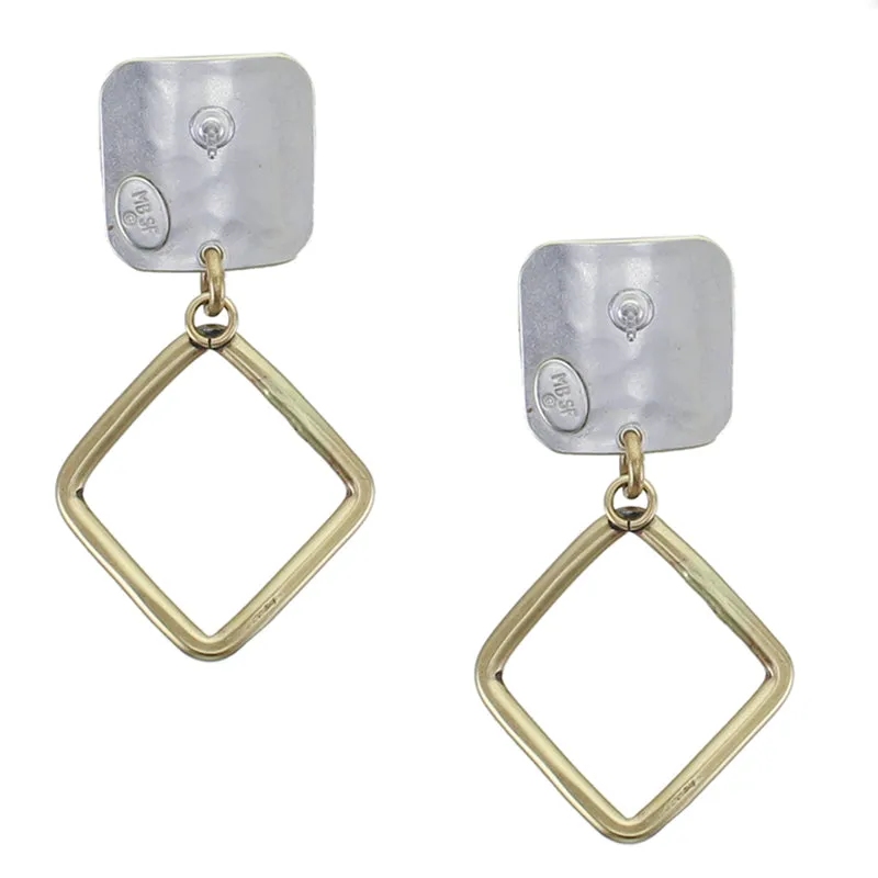 Rounded Square with Curved Square Ring Post Earring