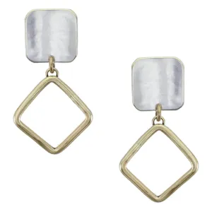 Rounded Square with Curved Square Ring Post Earring