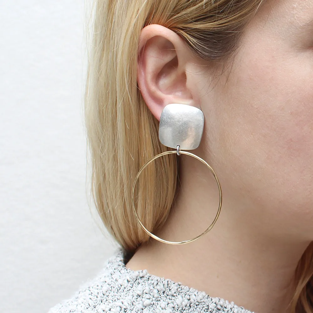 Rounded Square with Large Ring Earring