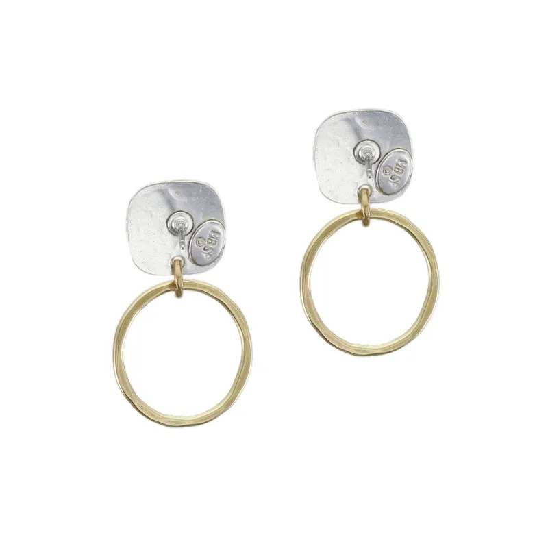 Rounded Square with Ring Post Earrings