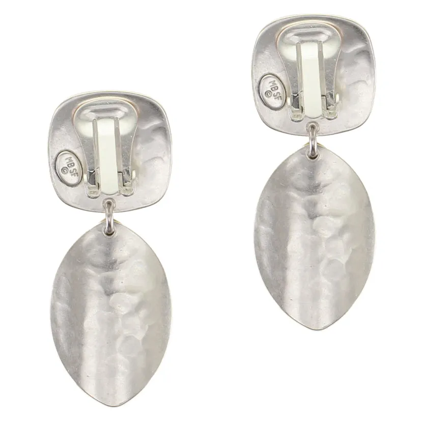 Rounded Square with Triple Layered Leaves Clip or Post Earrings