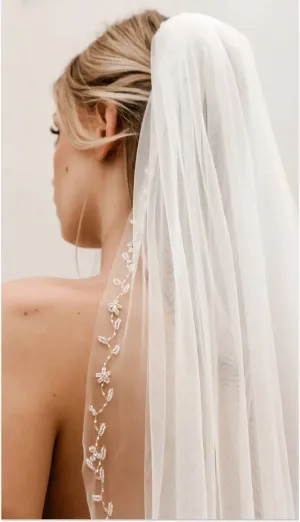 Roycebridal Floral Beaded Edge Veil V003