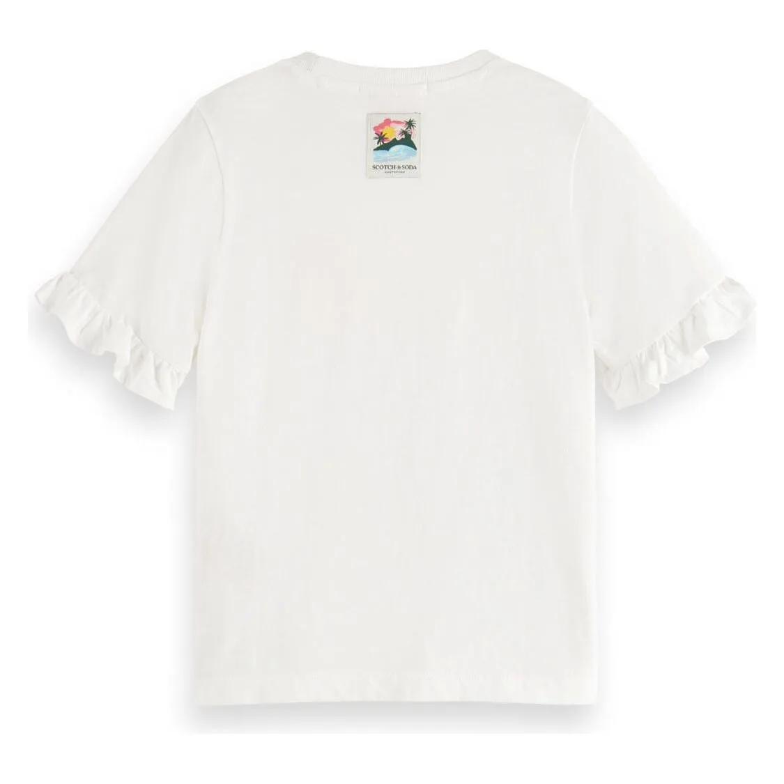 Ruffle Detail Regular-Fit T-Shirt - White