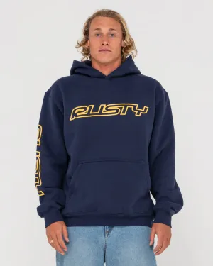 Rusty Shoulda Shrug Relaxed Super Fleece Hood - Navy/Mimosa Yellow