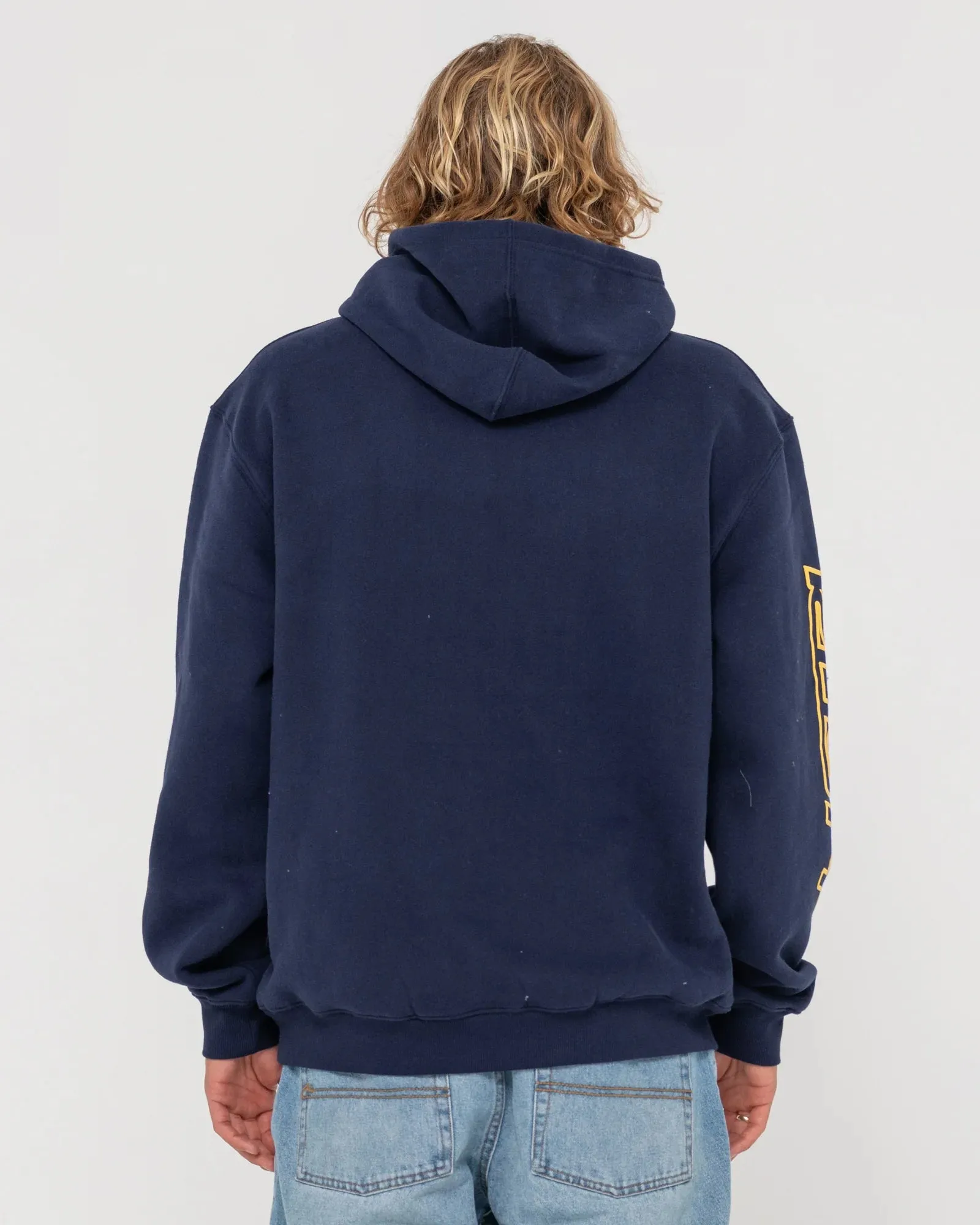 Rusty Shoulda Shrug Relaxed Super Fleece Hood - Navy/Mimosa Yellow