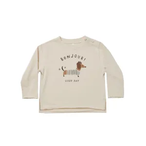 Rylee   Cru Natural Bonjour Raw Edge Long Sleeve Tee