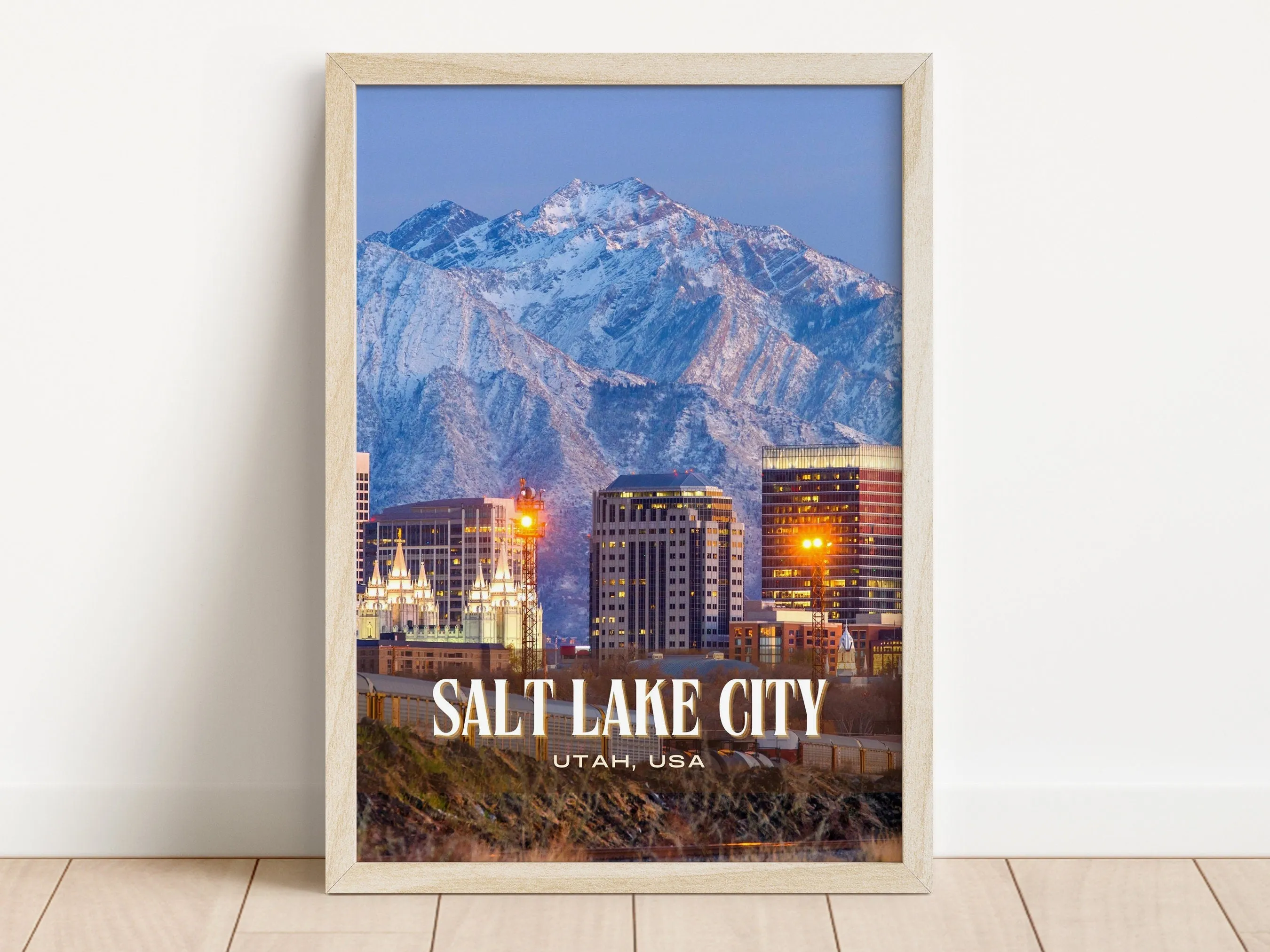Salt Lake City Retro Wall Art, Utah, USA