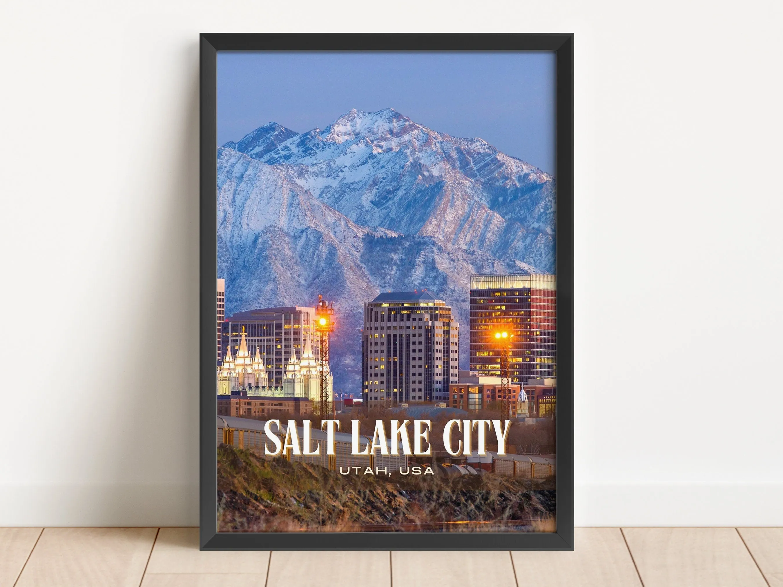 Salt Lake City Retro Wall Art, Utah, USA