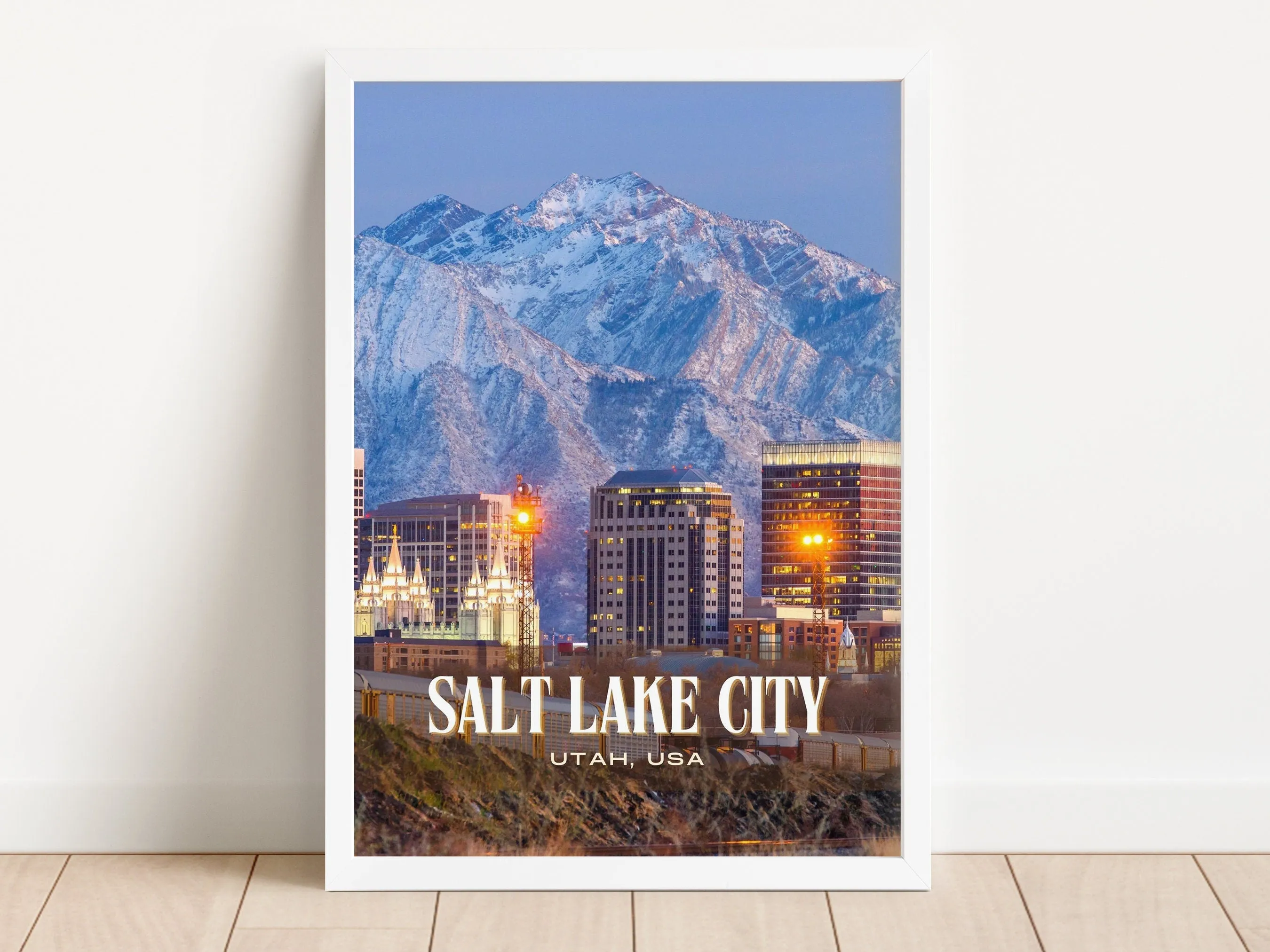 Salt Lake City Retro Wall Art, Utah, USA