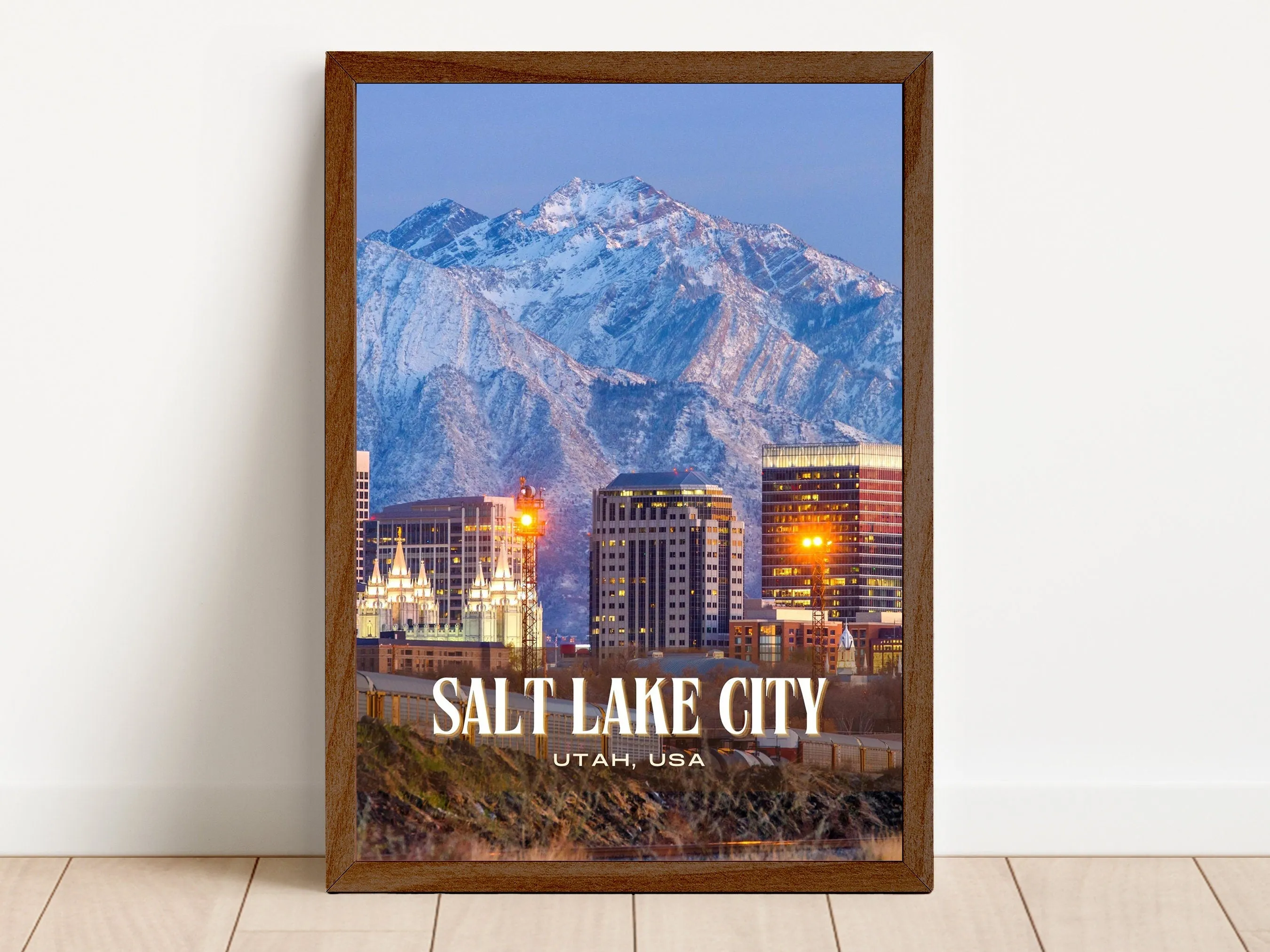 Salt Lake City Retro Wall Art, Utah, USA