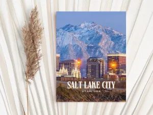 Salt Lake City Retro Wall Art, Utah, USA