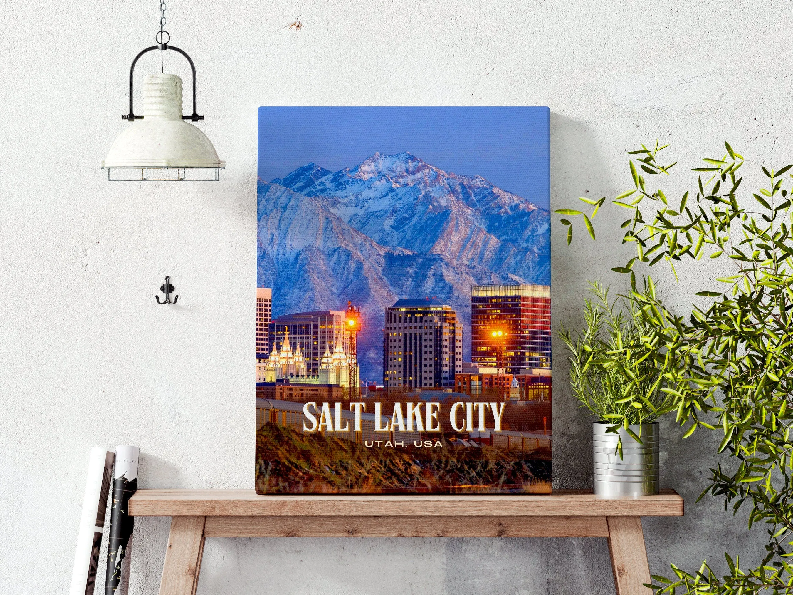 Salt Lake City Retro Wall Art, Utah, USA