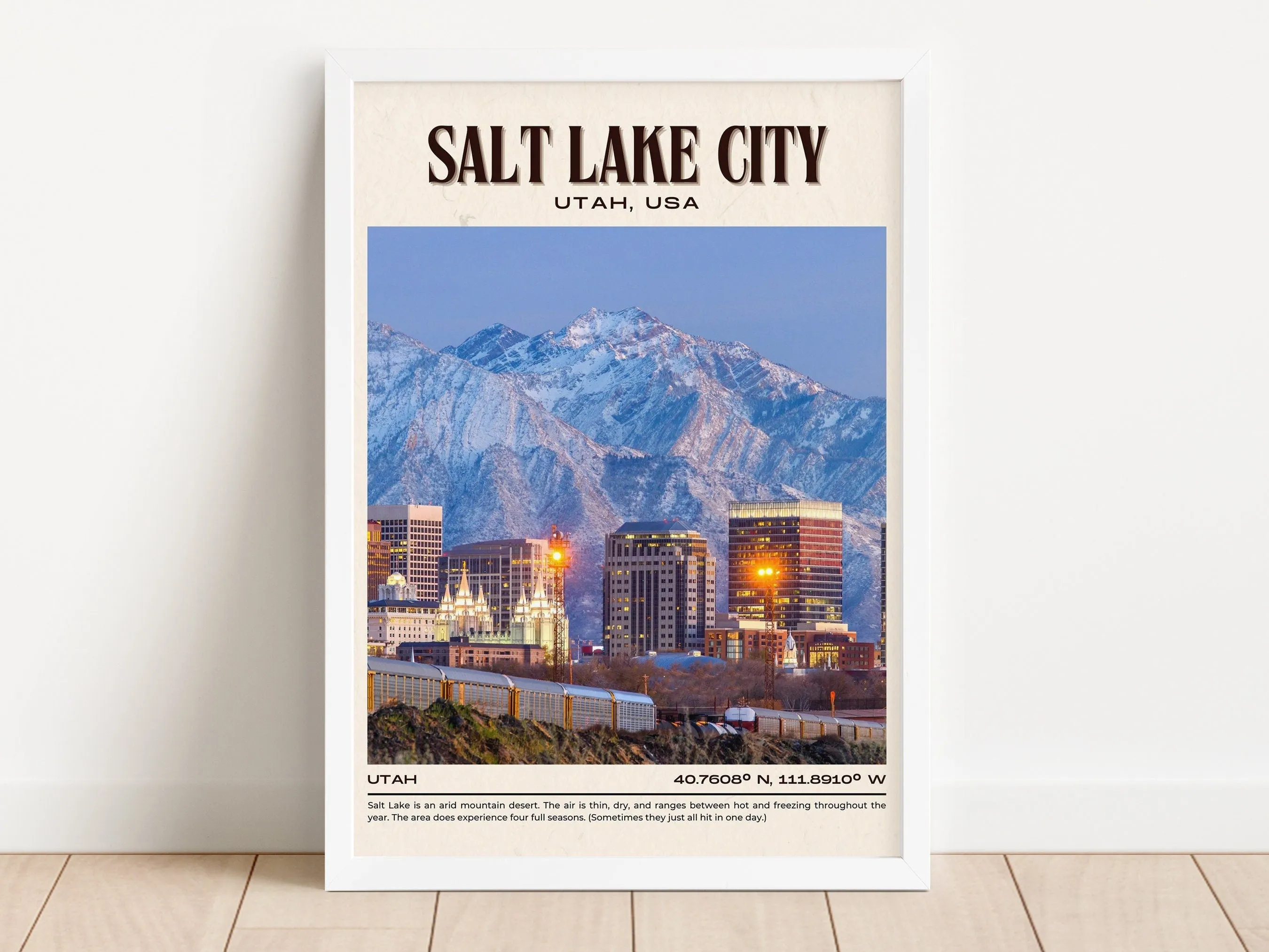 Salt Lake City Vintage Wall Art, Utah, USA