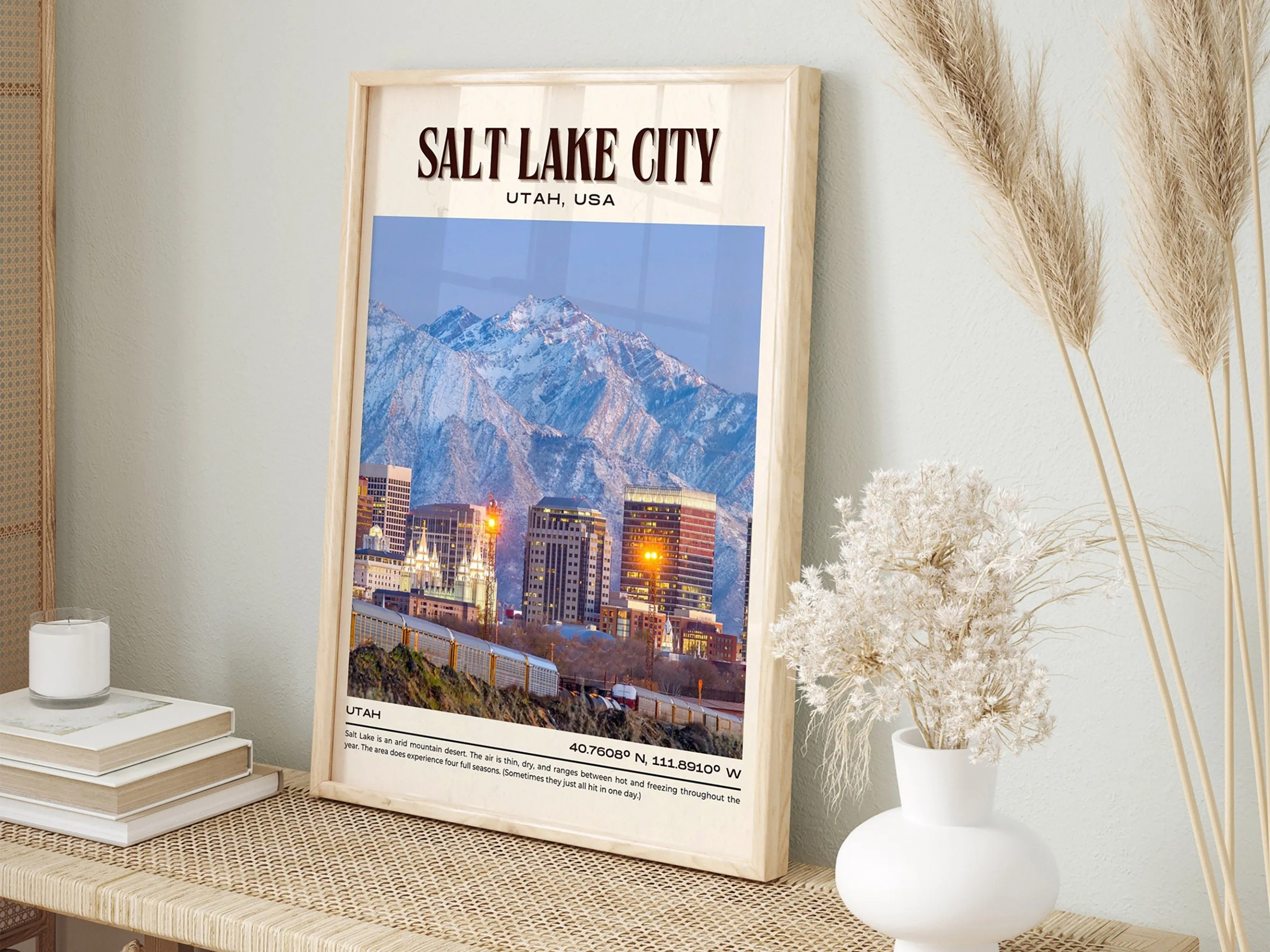 Salt Lake City Vintage Wall Art, Utah, USA