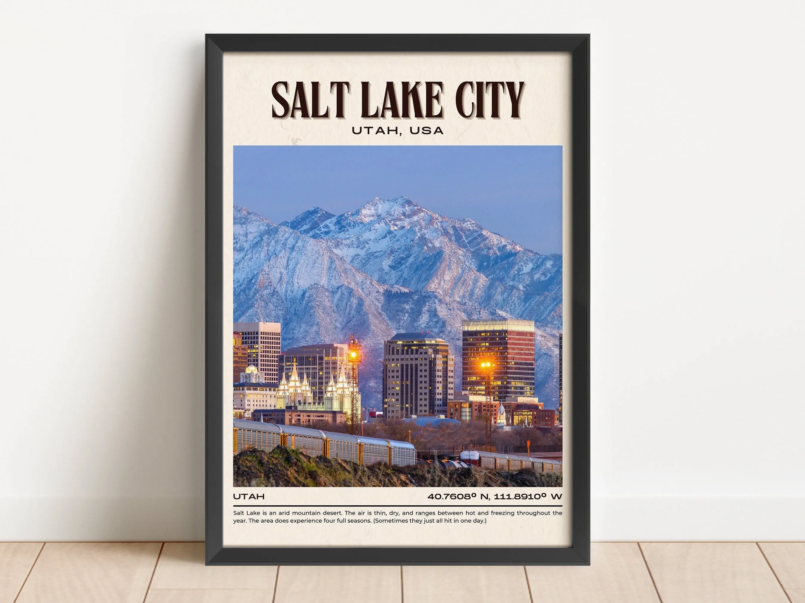 Salt Lake City Vintage Wall Art, Utah, USA