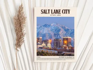 Salt Lake City Vintage Wall Art, Utah, USA