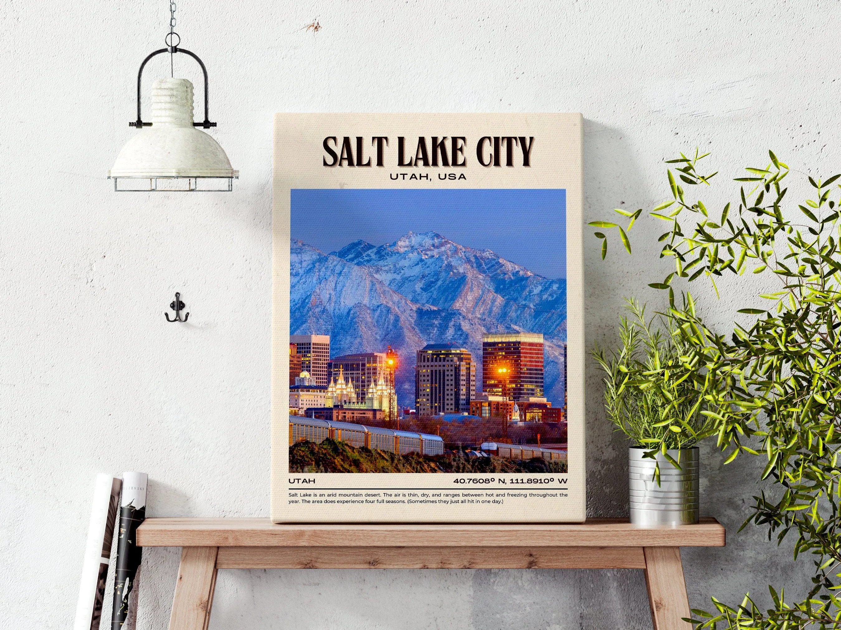 Salt Lake City Vintage Wall Art, Utah, USA