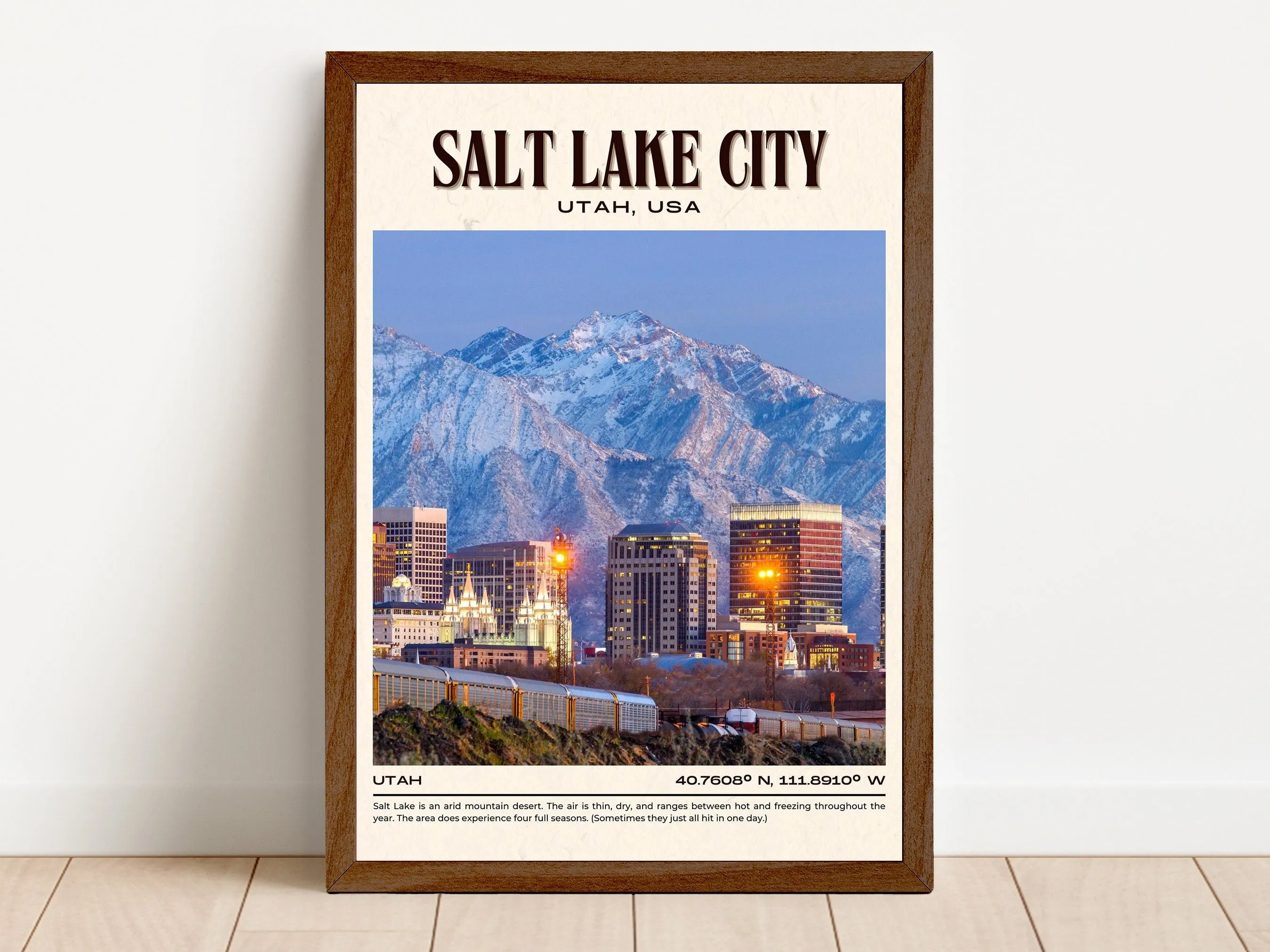Salt Lake City Vintage Wall Art, Utah, USA
