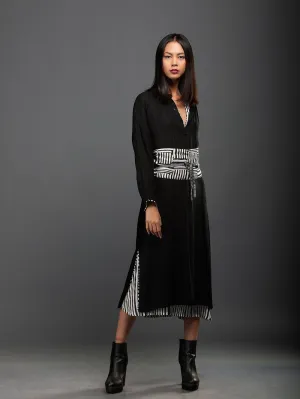 Sanskar by Sonam Dubal - Under Layered Black And White Striped Tunic
